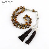 33 Beads Tiger Eye Stone Round 8-12mm Tasbih Rosary Islam Muslim Tassel