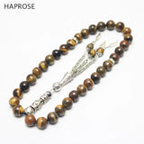 33 Beads Africa Tiger Eye Stone Round Shape 8mm Tasbih Allah Rosary Prayer Beads