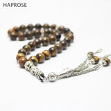 33 Beads Africa Tiger Eye Stone Round Shape 8mm Tasbih Allah Rosary Prayer Beads
