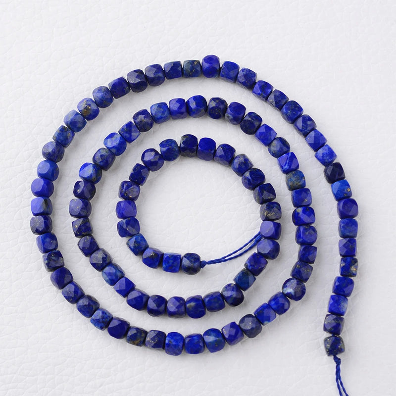 Lapis Lazuli Faceted Cube Beads 4*4mm for Jewelry Making