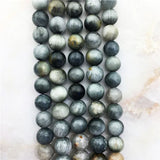 4-10MM Hawks Eye Stone Round Gray Beads for DIY Jewelry
