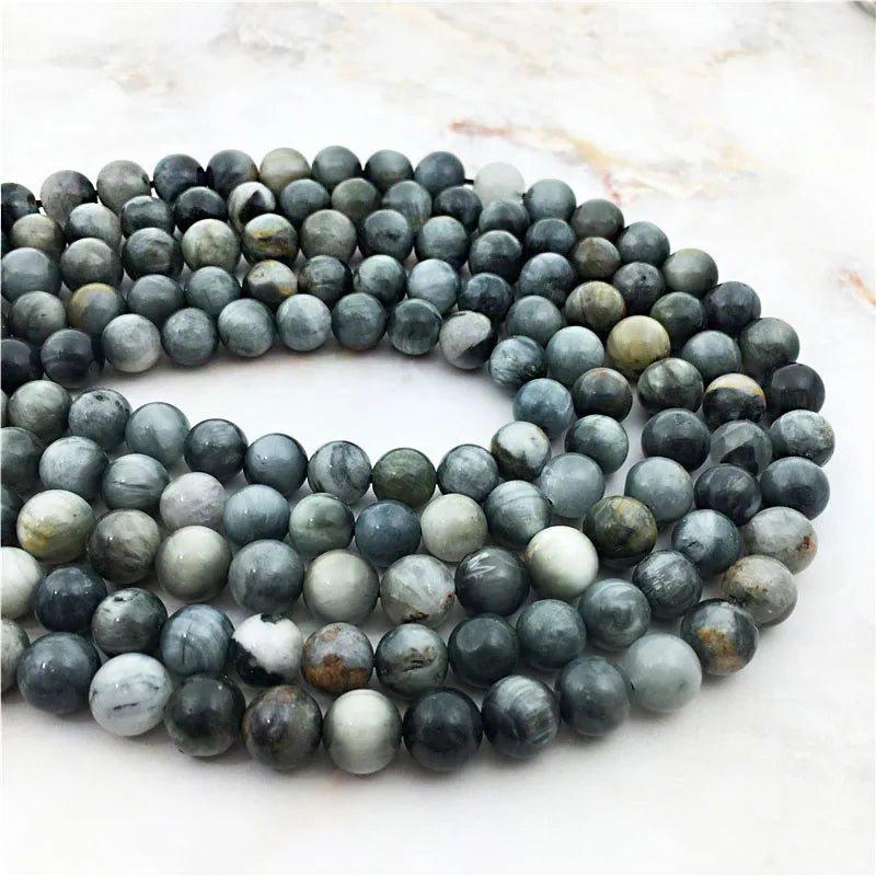 4-10MM Hawks Eye Stone Round Gray Beads for DIY Jewelry