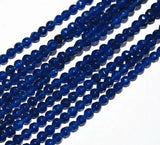 4mm Dark Sapphire Faceted Round Loose Beads 15''