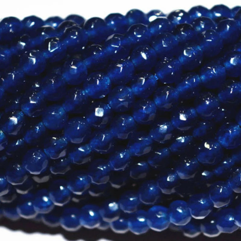 4mm Dark Sapphire Faceted Round Loose Beads 15''