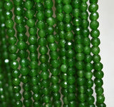 4mm Faceted Dark Green Emerald Gemstone Round Beads 15'' Strand