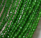 4mm Faceted Dark Green Emerald Gemstone Round Beads 15'' Strand