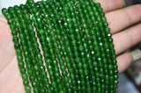 4mm Faceted Dark Green Emerald Gemstone Round Beads 15'' Strand