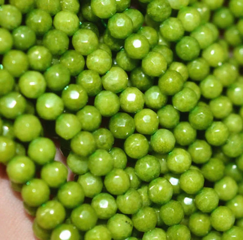 4mm Green Peridot Faceted Gemstone Beads 15'' Strand