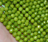 4mm Green Peridot Faceted Gemstone Beads 15'' Strand