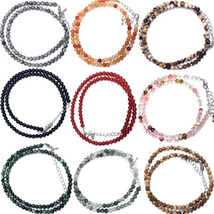 4mm Pink Crystal Quartz Agate Beads Necklace Garnet Bracelet Choker
