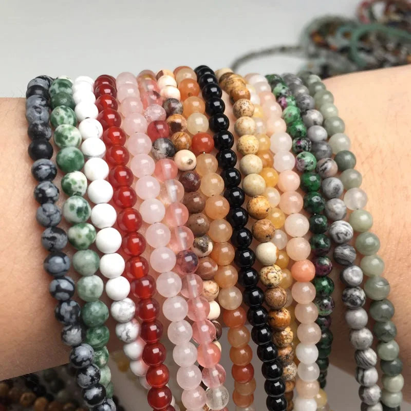 4mm Pink Crystal Quartz Agate Beads Necklace Garnet Bracelet Choker