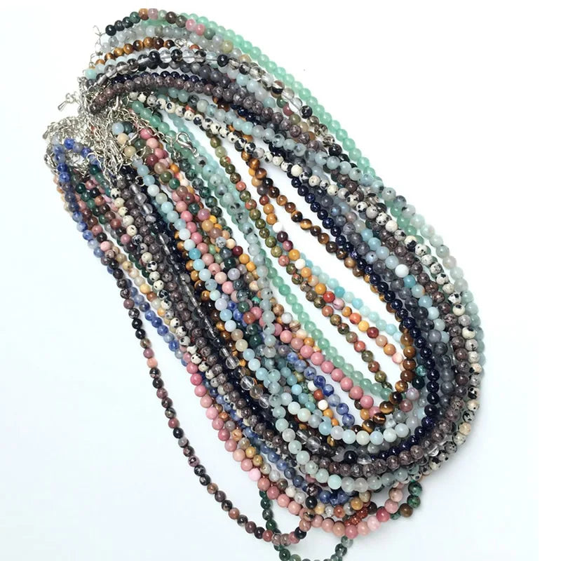 4mm Tiger Eye Sodalite Amazonite Labradorite Beads Necklace