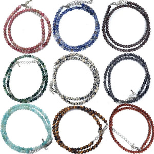 4mm Tiger Eye Sodalite Amazonite Labradorite Beads Necklace