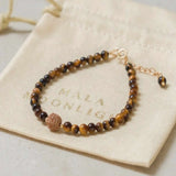 Tiger's eye Rudraksha Bracelet 14K Fill Pray Wrist Beaded