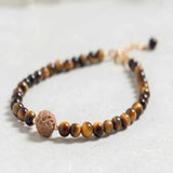 Tiger's eye Rudraksha Bracelet 14K Fill Pray Wrist Beaded