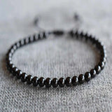 Petite Agate Healing Stone Bracelet 4mm Round Beaded Meditation Wristband