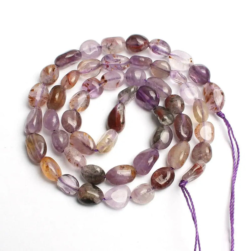 5-8mm Tourmaline Rutilated Quartz Irregular Stone Beads 15in Strand