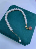 6-7mm Freshwater Pearl Agate Bracelet with Golden Clasp