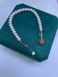 6-7mm Freshwater Pearl Agate Bracelet with Golden Clasp