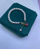 6-7mm Freshwater Pearl Agate Bracelet with Golden Clasp