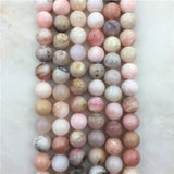 6 8 10mm Pink Opal Stone Beads Round Quartz DIY Jewelry Making Bracelet