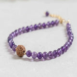 6mm Amethyst Rudraksha Bracelet Cuff 14K Fill Calming Yoga Bless All Saints