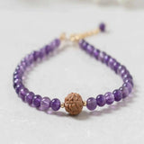 6mm Amethyst Rudraksha Bracelet Cuff 14K Fill Calming Yoga Bless All Saints