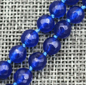 6mm Faceted Sapphire Round Gems Beads Necklace 18''