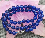 6mm Faceted Sapphire Round Gems Beads Necklace 18''