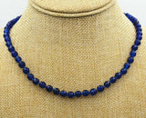 6mm Faceted Sapphire Round Gems Beads Necklace 18''