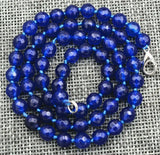 6mm Faceted Sapphire Round Gems Beads Necklace 18''