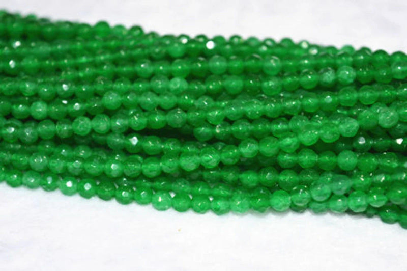 6mm Green Emerald Faceted Gemstone Beads 15'' Strand