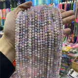6mm Faceted Morganite Stone Beads for Jewelry Making 15''
