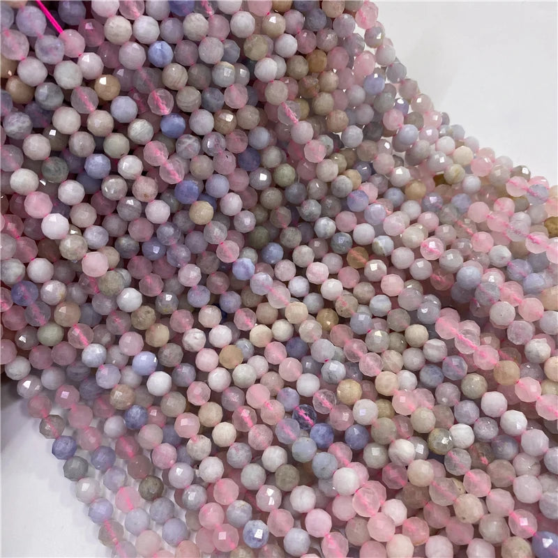 6mm Faceted Morganite Stone Beads for Jewelry Making 15''
