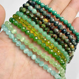 6mm Green Stone Beads Faceted Cat Eye Aventurine Peridots Jades Gem Bead