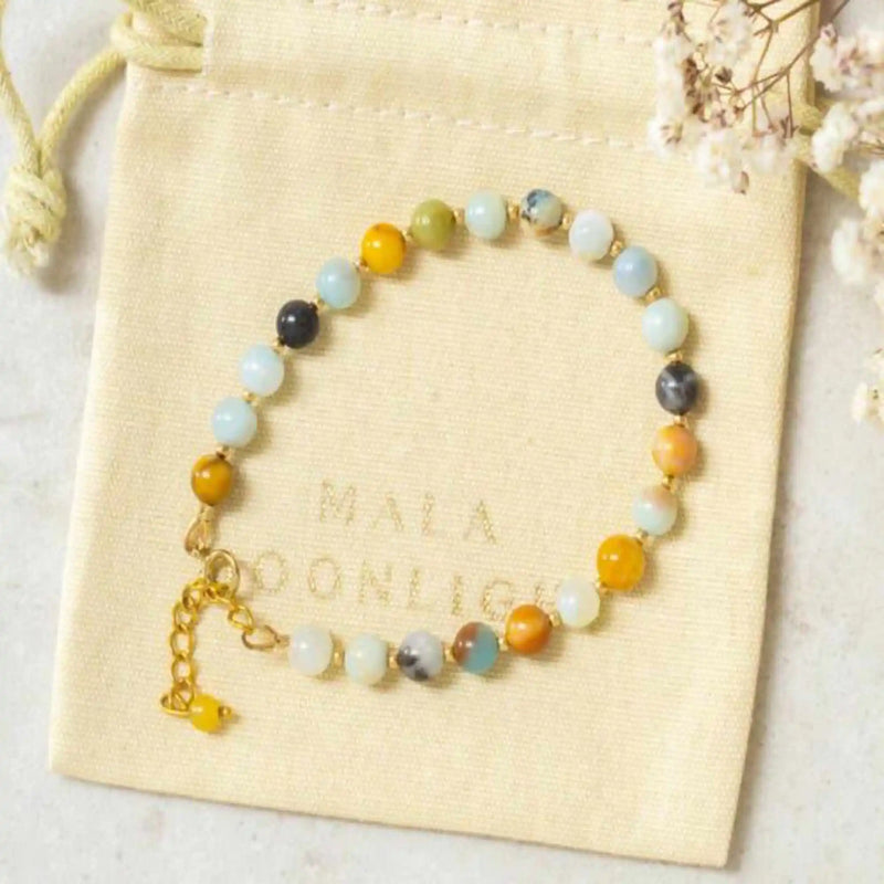6mm Multicolour Amazonite Beads Bracelet 14k Filled Colorful Dark Matter Bless