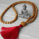 6mm Sandalwood 8mm Brown Rudraksha 108 Knot Necklace DIY Gift