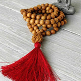 6mm Sandalwood 8mm Brown Rudraksha 108 Knot Necklace DIY Gift