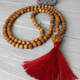 6mm Sandalwood 8mm Brown Rudraksha 108 Knot Necklace DIY Gift