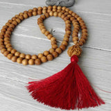 6mm Sandalwood 8mm Brown Rudraksha 108 Knot Necklace DIY Gift