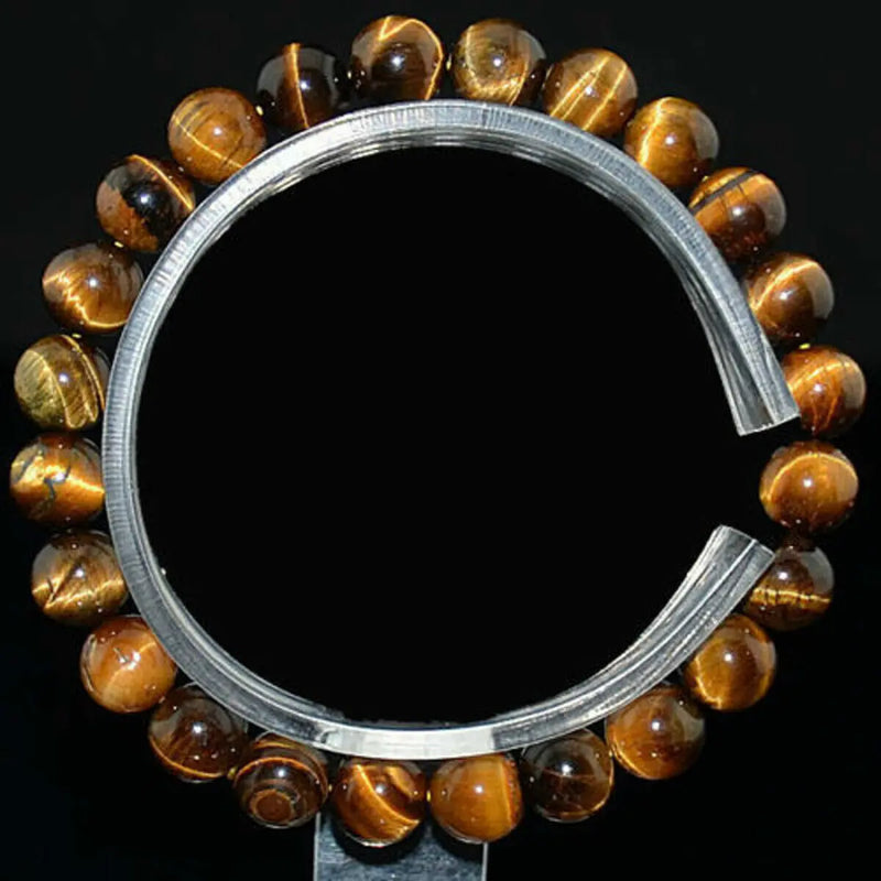 6mm Yellow Tiger Eye Round Gemstone Beads Stretch Bracelet