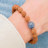 6mm Brown Rudraksha 10mm Aventurine 14K Bracelet Chain Mental Emotional Wrist