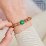 6mm Rudraksha 10mm Green Aventurine 14K Bracelet Chain Lucky Wrist Healing