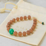6mm Rudraksha 10mm Green Aventurine 14K Bracelet Chain Lucky Wrist Healing