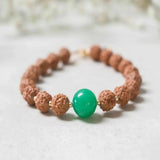 6mm Rudraksha 10mm Green Aventurine 14K Bracelet Chain Lucky Wrist Healing