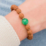 6mm Rudraksha 10mm Green Aventurine 14K Bracelet Chain Lucky Wrist Healing
