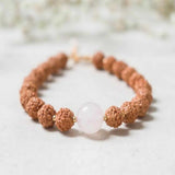 6mm Brown Rudraksha 10mm Rose Quartz 14K Bracelet Spirituality Taseel