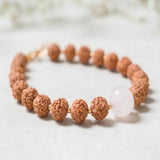 6mm Brown Rudraksha 10mm Rose Quartz 14K Bracelet Spirituality Taseel