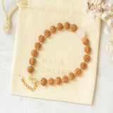 6mm Brown Rudraksha 10mm Rose Quartz 14K Bracelet Spirituality Taseel