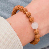 6mm Brown Rudraksha 10mm Rose Quartz 14K Bracelet Spirituality Taseel